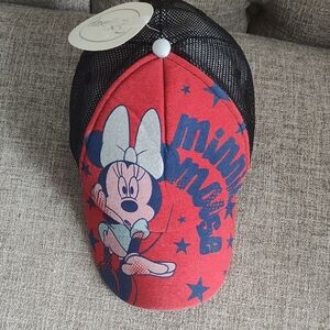 Disney Minnie Mouse Red, Blue And Black Mesh Baseball Cap With Adjustable Strap